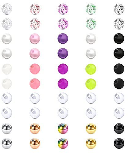 Piercing Kugel Set 1,2mm Ersatzkugel Schraubkugel 3mm Glitzer Edelstah Acryl Aufsätze Kugeln