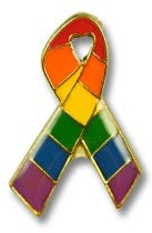 Pin Schleife Regenbogen Rainbow - Anstecker - Solidarität 2cm