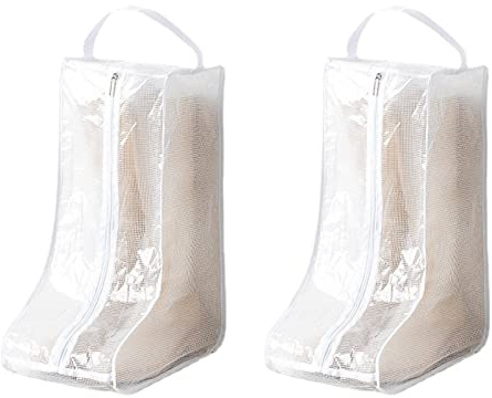 Frenaki 2 Paquetes de Bolsas Altas para Botas, Organizador de Zapatos Grandes, Bolsa de Cubo de Almacenamiento para Viajes, Protector portátil Impermeable para Zapatos de Mujer (Blanco,L)