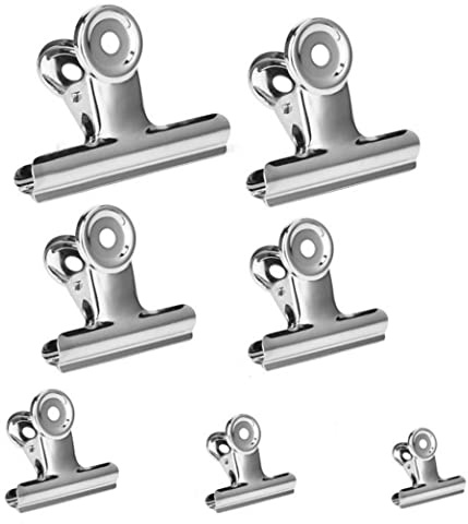 35er Set Verschlussclips Metall | Tüten Clips in 7 verschiedenen Größen | Lebensmittelbeutel Verschlussklammern aus Edelstahl mit starker Federkraft | Metallklemmen für ein luftdichtes Abschließen