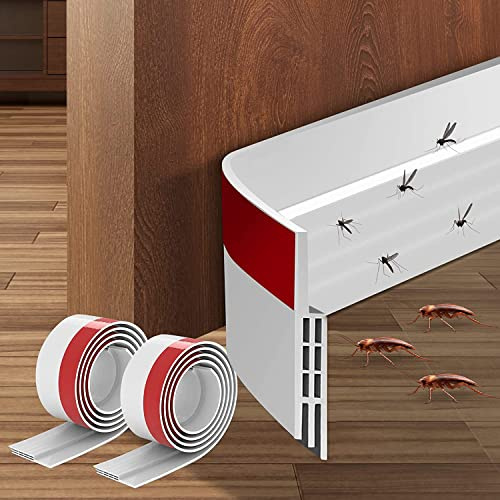 flintronic Tür Dichtung 2 Stücke, NEU Premium Türdichtung Selbstklebend, Türdichtung Zugluftstopper für Türen, Türdichtung Unten, Dichtungsband für Türen, Tür Zugluftstopper 5 x 100cm, 2M(Weiß)