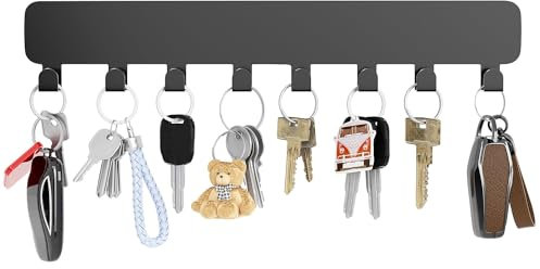 pickpiff Schlüsselbrett mit 8Haken, Schlüssel Organizer Wand Schwarz, Schlüsselhalter für Wandhaken Dekor, key holder