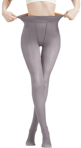 Damen-Strumpfhose, hohe Taille, Thermo, Outdoor, Slim, elastisch, grau, 250G