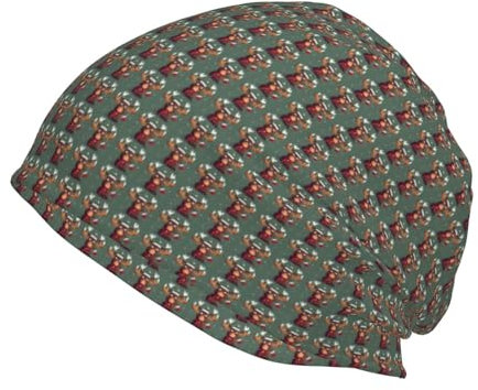 Große Strickmütze für Erwachsene, Hirsch und Bär, warme Wintermütze, Outdoor-Mütze für Damen und Herren, breite Schalmütze., Lustiger Weihnachtselchkopf, One size