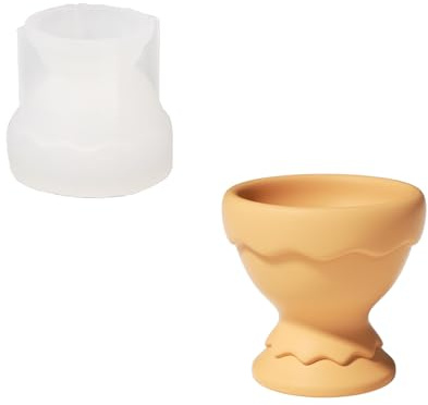 BOOWAN NICOLE Eierbecher Beton-Silikonform,Jesmonite Eierhalter Gießformen,Gips Egg Cup Silikonformen fur Ostern Geschenk (SH1055-2)