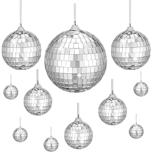 HuaMuDM 11 Stück Disco Spiegel Ball,2/4/6/8cm Discokugeln Set,Mini Discokugel DekoGlänzende Disco Ball, Spiegelkugel zum Aufhängen,Geburtstagsfeier,Weihnachtsbaum,Hochzeit,Dekoration