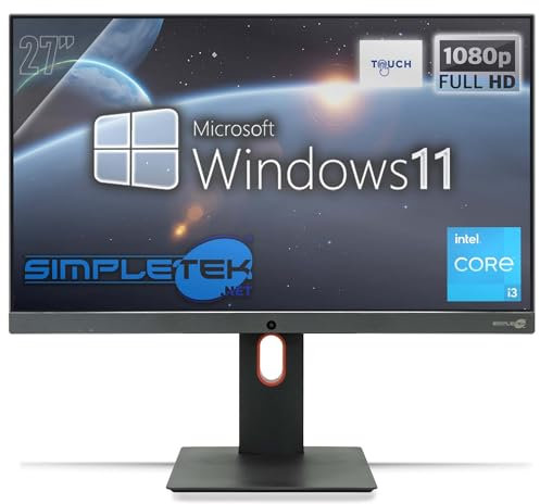 SIMPLETEK - All-in-One Computer Touch 27 FHD Core i3 | Windows 11 Pro 8GB RAM - SSD 240GB | Integrierter Touchscreen PC Aio Webcam