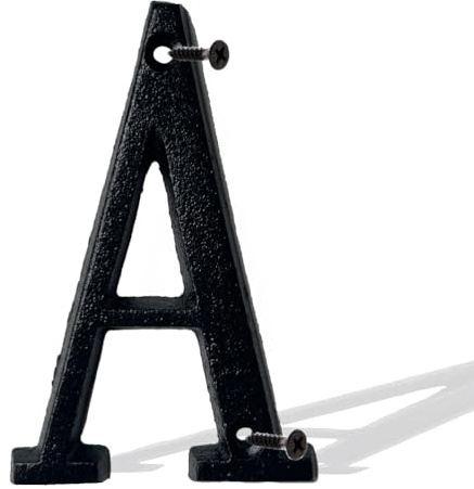 Alphabet-Buchstaben A, 12,7 cm, aus Gusseisen, Hausnummern, Briefkastennummern, solide Adressnummern, Plakette, Zahlen für drinnen und draußen, für DIY-Projekte, hängende Wandschild, Buchstaben,