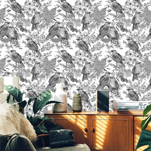 Selbstklebende Tapete Tierische Graue Blume Strukturtapete Wandtattoo Schlafzimmer Tapete Selbstklebend Vliestapete Wallpaper for Living Room Tapeten Wandschutzfolie 45x300cm