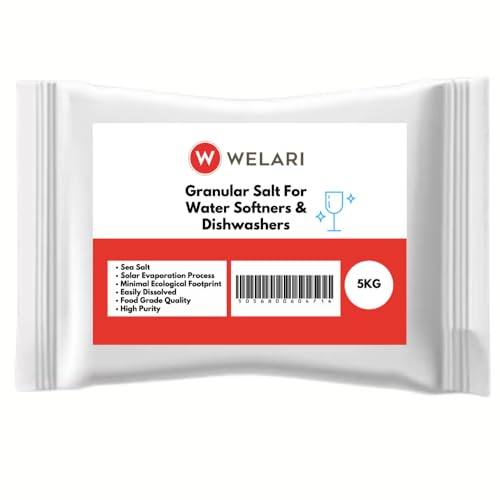 Welari Granular Salt for Water Softeners & Dishwashers 5kg Pack of 1 High Purity Sea Salt Easily Dissolved for Household Commercial Appliance Machines | (1pack) (5kg)