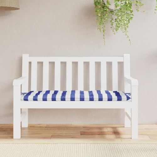 Willood Gartenbank-Auflage Blau&Weiß Gestreift 120x50x7 cm Stoff
