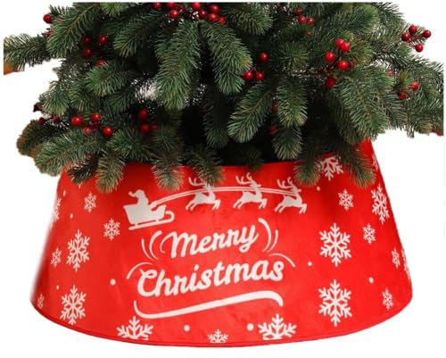 Glixoft Weihnachtsbaum-, Weihnachtsbaum-Kragen, Rote Baum-Basis-Abdeckung, Weihnachtsbaum-Ring, Dekorativ Für Urlaub, Zuhause, Party-Dekoration