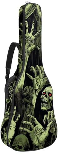 Bassgitarrentasche mit Halloween-Zombie-Handdekor 77, Akustikgitarrentasche 101,6 cm (40 Zoll) E-Gitarrenkoffer, wasserdichte Oxford-E-Gitarre, Gigbag für akustische Konzertgitarre, Ukulele,