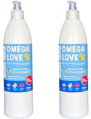 Dog Heroes - Olio di Salmone 100% Naturale - Integratore Omega-3 e Omega-6 per Cani - Pelle Sana, Pelo Lucente, Articolazioni Forti - Made in Italy - 2x500ml