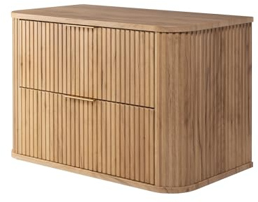 Badrumsskåp, ek Crafts med guldhandtag, 80,5 x 51,8 x 41,5 cm