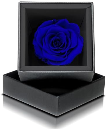 Aluisi Fiori Rosa Stabilizzata Blu in Cofanetto Nero - Rosa Stabilizzata Vera - Rosa Eterna - Fiore Stabilizzato - Fiori Stabilizzati - Simbolo di Amicizia e Legame - Idea Regalo
