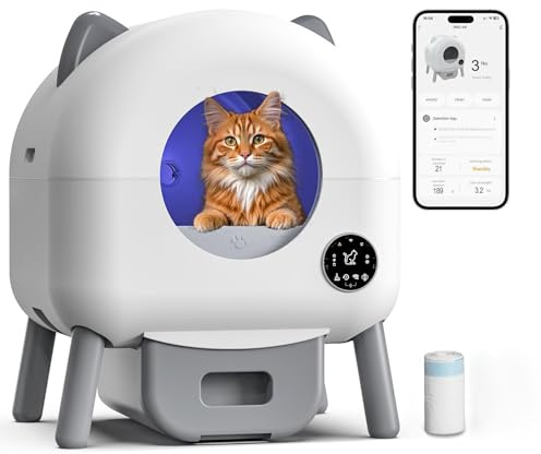 Lettiera Gatto Autopulente, Lettiera Automatica per Gatti, Lettiera Gatti Autopulente, Grande Capacità 76 L, Adatta a più Gatti, Controllata Tramite App, Molteplici Protezioni di Sicurezza, Inodore