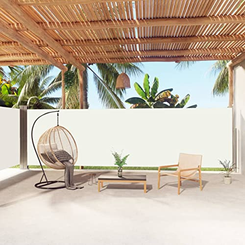 IKAYAA Toldo Lateral Retráctil, Pantalla Enrollable, Protector Solar a Prueba de Viento, Privacidad para Jardin, Balcón, Crema 180 x 1000 cm