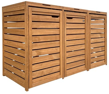 Axi Lex Cache Poubelle en Bois Marron - Abri Poubelle pour 3 Conteneurs - Max. 240L - Abri Poubelle Extérieur avec Excellente Ventilation