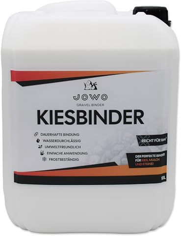 Kiesbinder/Kiesverfestiger (10L) Bindemittel für Kies Schotter und Mulch aller Art Mulchbinder Gartenbahn Steinweg Dauerhafte Bindung - Hält bis zu 3 Jahren.
