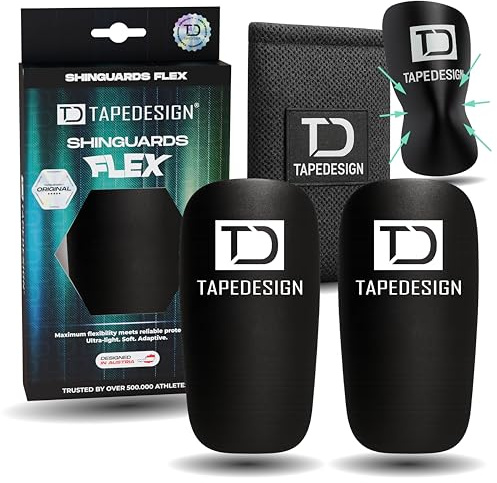 TAPEDESIGN – Schienbeinschoner – Ultraleicht & flexibel für perfekten Sitz – kaum spürbar & weich – Kinder & Erwachsene – Fußball – Mini Schienbeinschoner – Schienbeinschutz – klein