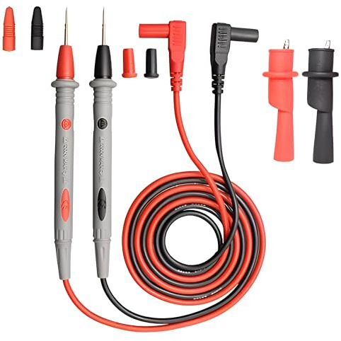 AUNEK Multimeter Test Leads Kit, PT1005 1000V 10A Electrical Test Probes with 2 Alligator Clips, Nickel-Plated Tips, Universal Test Cables for Digital Multimeters and Electrical Testers