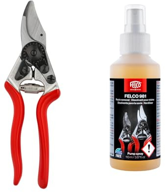 FELCO 6 Kompakt-Gartenschere mit Schutzhandschuhen FELCO 981 – Set für kleine Hände, präzise Gartenarbeiten und angenehme Handhabung