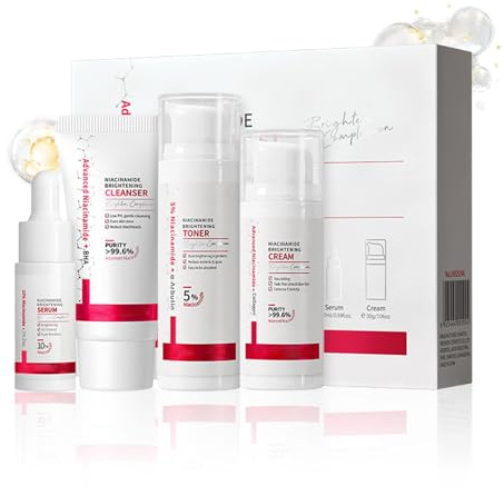Altherona Niacinamid Skincare Set Skin Care Set 4-tlg, Anti-aging Pflegeset Damen, Hydrating Geschenkset Damen, Geschenkset für Frauen Even Skin Tone, mit Toner, Serum, Gesichtscreme, Gesichtsreiniger
