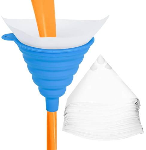 Bcautay Colador de papel y 1 embudo de silicona, cono de malla de nailon de 190 micras, filtros de papel de resina 3D para pulverización automotriz, pintura artística, aceite de cocina, casa, artes y
