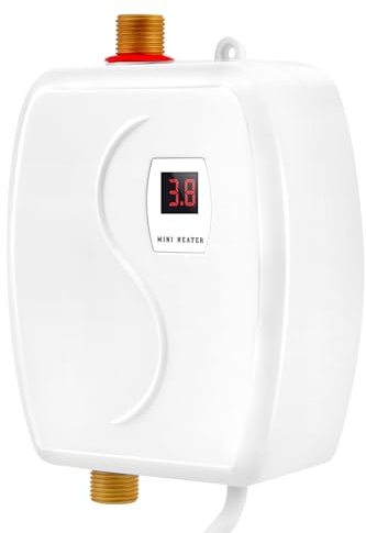 Scaldabagno elettrico da cucina, 220 V, 3400 W, scaldabagno elettrico senza serbatoio, mini scaldabagno con indicatore di temperatura LED, piccolo scaldabagno elettrico per la cucina