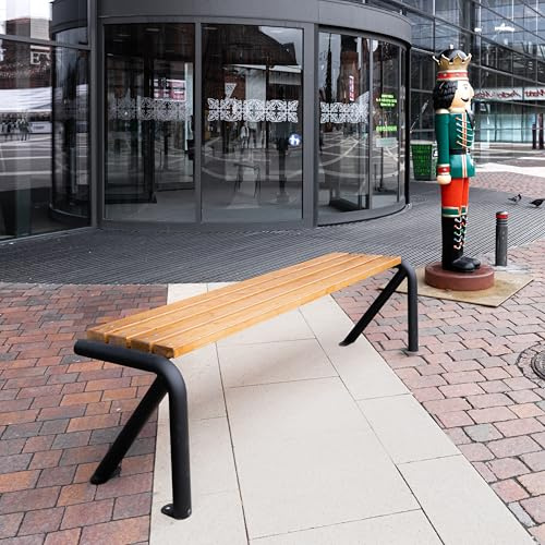 REKORD Gartenbank 183 x 53 x 56 cm Robuste Parkbank aus Metall und Holz mit Rückenlehne wetterfeste Outdoor Sitzbank Bank für Garten Terrasse Balkon Vorgarten - Lyon BO – TEK
