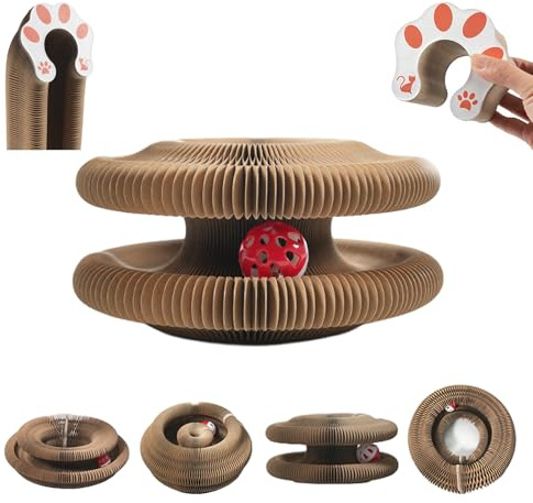 Quintrost Rascador para Gatos Magic Organ Interactivos, Interior Plegable Rascador con Bola Campana, Cat Scratching Board Interactivo Juguete para Gatos y Gatitos