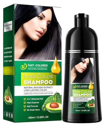 Hair Dye Shampoo – Tinte Capilar 3 en 1 Cubre Canas al Instante, Color de Larga Duración para Hombres y Mujeres – 400 ML – Tinte para el cabello con aceite de argán (NATURE)
