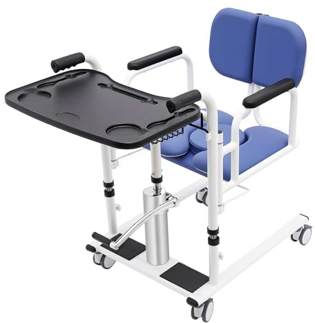 Ascenseur de patient, hydraulique, pour la maison, chaise de transfert et fauteuil roulant de transport, hauteur réglable, de 30 à 46 cm, avec plateau de table et chaise toilette, charge maximale 150