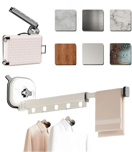 Casa Corner EspaceCloth Sèche-Tout Mural pliable en aluminium, rotatif à 360° avec trous suspendus — étendoir linge mural gain de place idéal pour balcon, salle de bains, buanderie et voyage
