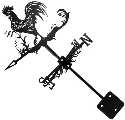 LIOOBO Girouette en Fer Forgé Coq 3D Indicateur de Vent pour Toiture Décoration de Jardin Extérieur Robuste et Résistante pour Cour et Abri de Jardin