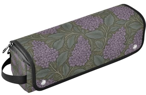 Sac de voyage pour outils de cheveux avec tapis de fer à lisser de grande capacité pour fer à lisser, fer à friser, sèche-cheveux, motif lilas William Morris