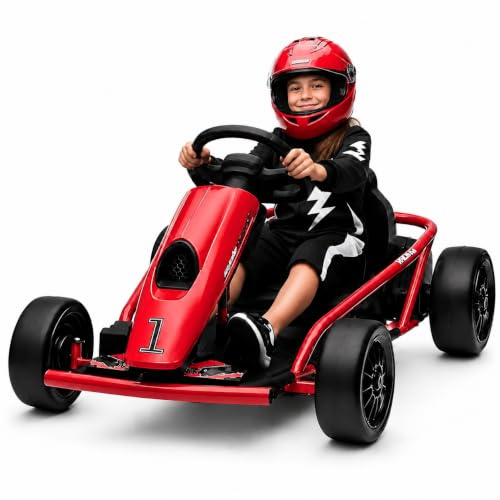 Elektro Go-Kart 24V, Kinder Drift-Kart mit 2x300W Motoren | 24V Elektro Go-Kart mit 2x300W Motoren, Drift-Funktion, Sanftanlauf, Musik, Sicherheitsgurt und 8 km/h Geschwindigkeit