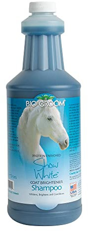 Bio-Groom - Show White Coat Brightener - Pferde Shampoo - Zur Aufhellung von Hellen Fellen - Gegen Trockenheit - Frei von Parabenen und künstlichen Verdickungsmitteln - 946 ml