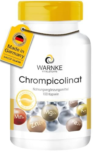 Chrompicolinat - mit 60µg Chrom pro Kapsel - 100 Kapseln - essentielles Spurenelement - vegan - Chromium Picolinate | Warnke Vitalstoffe - Deutsche Apothekenqualität