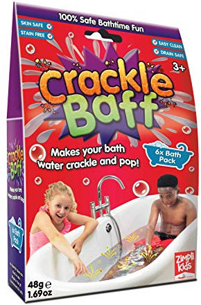 Crackle Baff from Zimpli Kids, 6 Bath Pack, Magically makes your water Crackle, Pop & Change Colour, Party Bag Fillers Favours for Children, Creative Learning Toy, Sensory Bath Toy, Non-Toxic