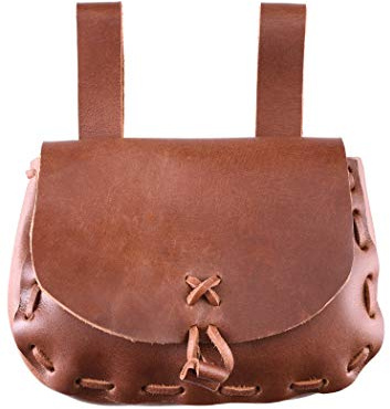 Ulfberth Mittelalter Gürteltasche Echtleder, Hellbraun | Bauchtasche für Damen und Herren, Wikinger Reenactment, für den Gürtel, Karneval Kostüm, LARP