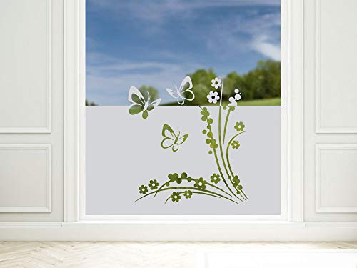 GRAZDesign Sichtschutzfolie Schmetterlinge/Blumen, lichtdurchlässige Fensterfolie, Matte Deko - Glasdekorfolie / 100x57cm