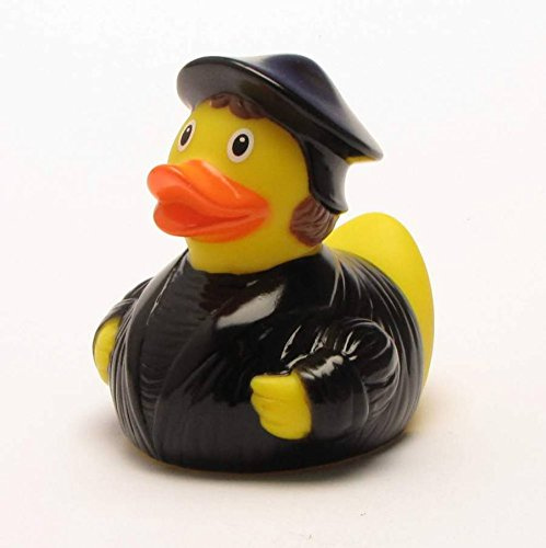 Martin Luther Badeente I Quietscheente I L: 9 cm I inkl. Badeenten-Schlüsselanhänger im Set