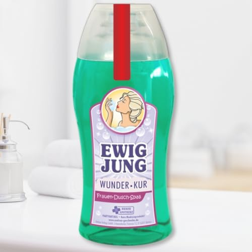 Spaß Duschbad Duschgel Shampoo - Ewig Jung - Wunder Kur | Geschenk für Frauen Geburtstagsgeschenk | Spaßmedizin Humorapotheke Scherzartikel Spaß