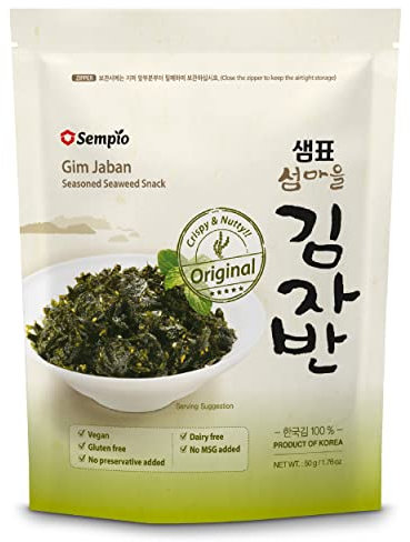 Seaweed Snack 50g Sempio Original Savory Seasoned Seaweed Sprinkles, Gim Jaban. Healthy Korean Snack. Vegan, No Preservatives, Dairy-Free