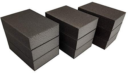 Schleifschwamm Set 3x3 GROB MITTEL FEIN Nass/Trocken Korund reißfest Schleifschwäme Schleifklotz Schleifblock