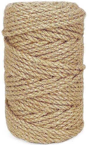 Leecogo Juteseil, 4 mm, 4 m, Robustes und Dickes Bindfaden, für Gartenarbeit, Kunst, Handwerk, Verpackung, Bündelung, Recycling und Heimdekoration