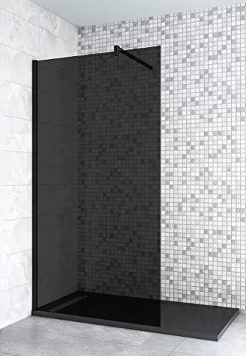 Aica Sanitär Walk in Dusche 120cm Duschabtrennung Walkin Duschwand 8mm Nano Rauchglas H200cm
