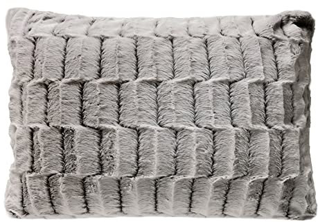 Quantum Interior by Maxland Wohn- Kuschelkissen, Fellkissen in Kästchen-Design, Dekokissen, superweiches Luxus Kissen, Sofakissen versch. Größen Fellimitat (40x60 cm)